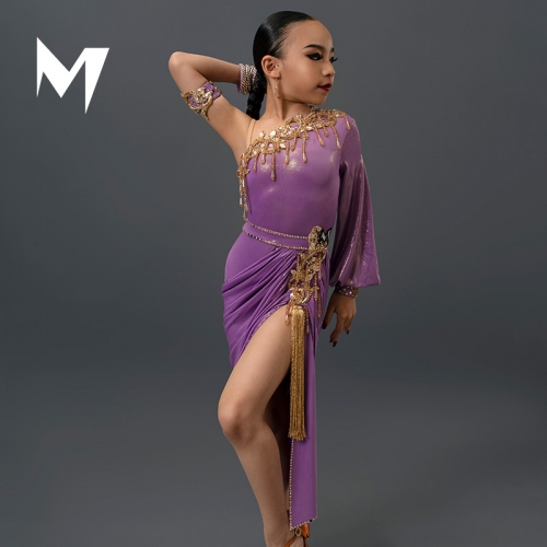 M-KIDS Beaded Lace Motif Asymmetrical Dress #TS003