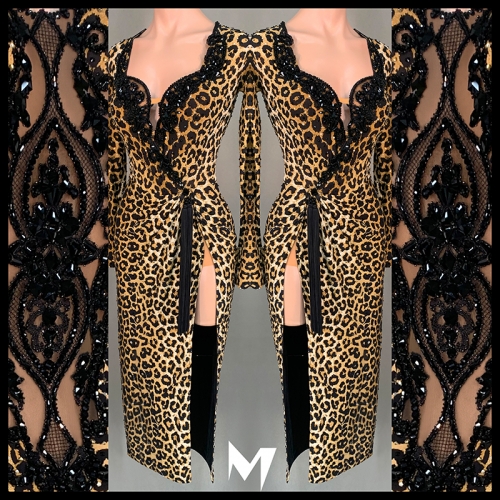 [SOLD] Lace Cutout Leopard Dress #L033